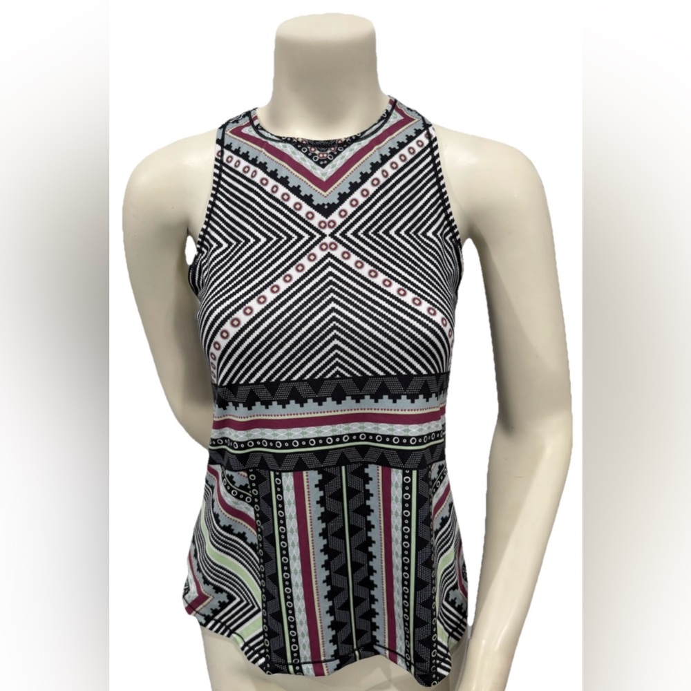 prAna Women’s Small Racerback Tank Top Geometric Print Activewear Yoga
